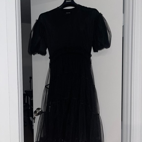 Simone Rocha Short Sleeve Gathered Tier Dress with Tulle Overlay - Picture 1 of 4